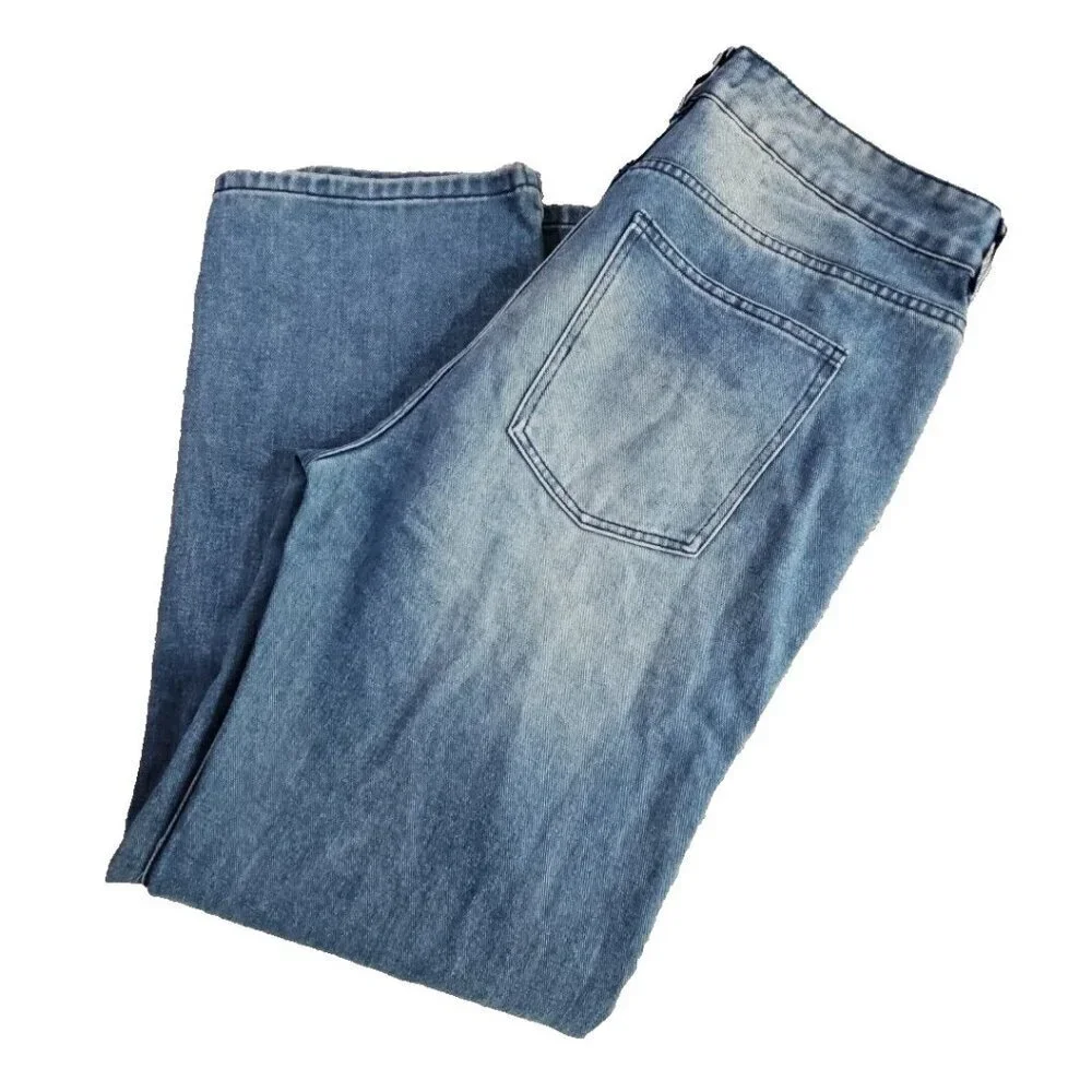 Fashion Nova Jeans Women's Size 14 (38x32) Med Wash Wide Leg Y2K Style YJDMY2K01